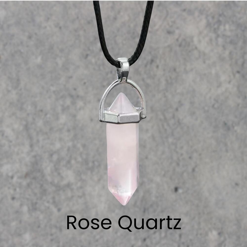 ⭐PICK 3/$30 Rose Quartz Silver Pendant Necklace Boho Fairycore Spiritual